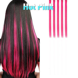 5 Pcs 20 Inches Hot Pink Synthetic Hair Extensions