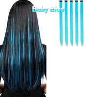 5 Pcs 20 Inches Baby Blue Synthetic Hair Extensions