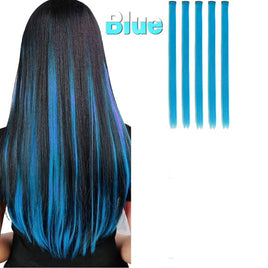 5 Pcs 20 Inches Blue Synthetic Hair Extensions