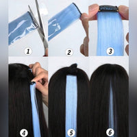 5 Pcs 20 Inches Blue Synthetic Hair Extensions