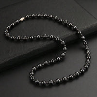 Unisex Stylish Simple Retro Magnetic Black Onyx Beaded Necklace